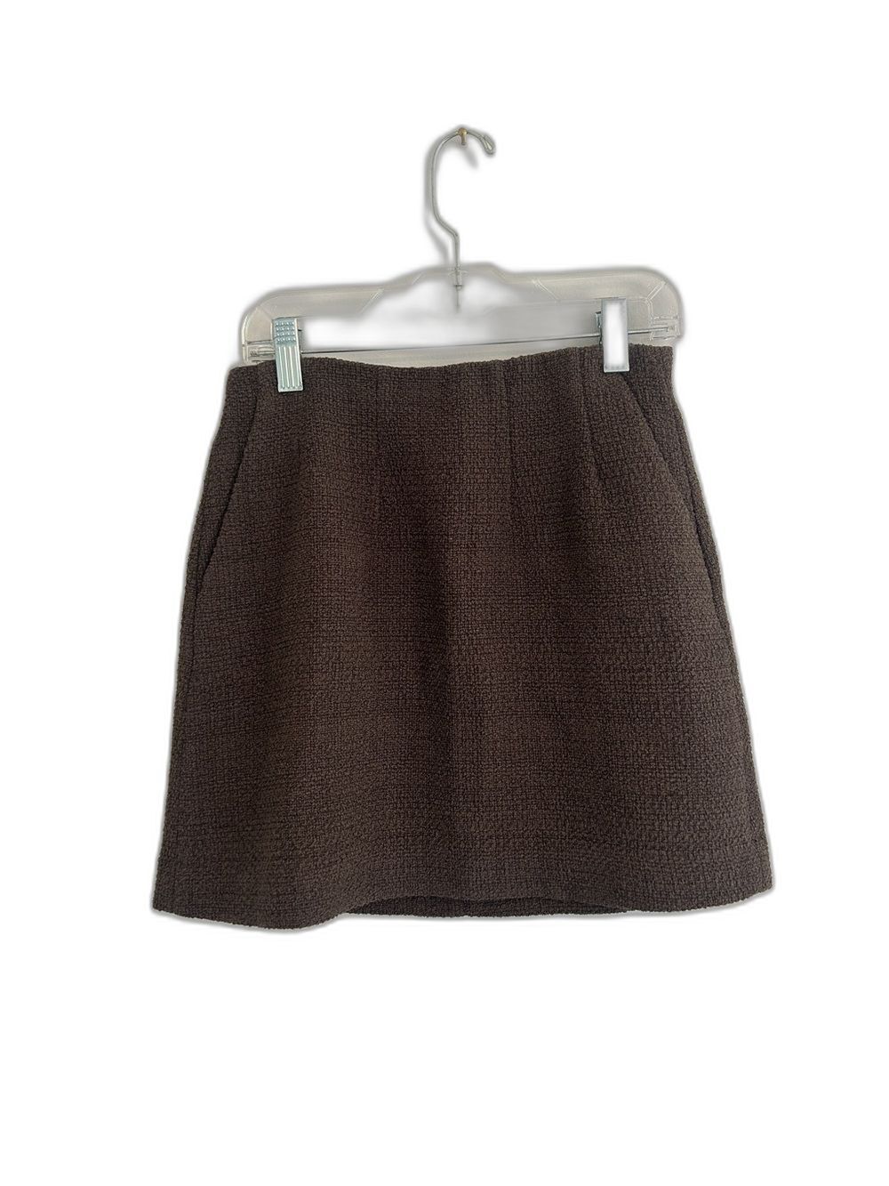 Aritzia Babaton Chocolate Brown Textured Mini Skirt High Rise Size 0